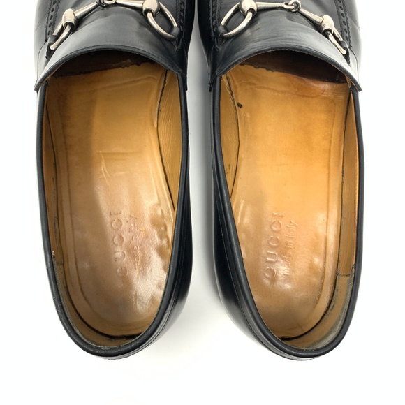 GUCCI Black Leather Silver Horsebit Luxury Loafer - Picture 7 of 8